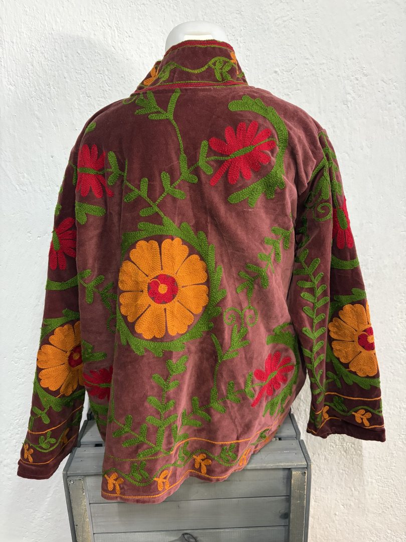 Kimono Terciopelo Floral Burdeos - Imagen 2