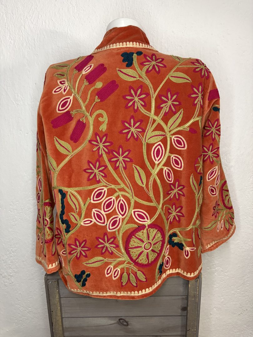 Kimono Terciopelo Floral Naranja - Imagen 2