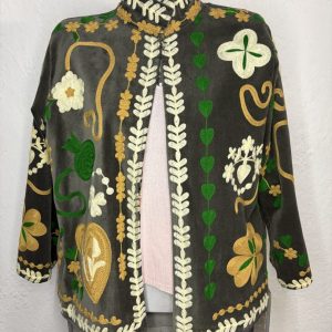 Kimono Terciopelo Corazones Verde