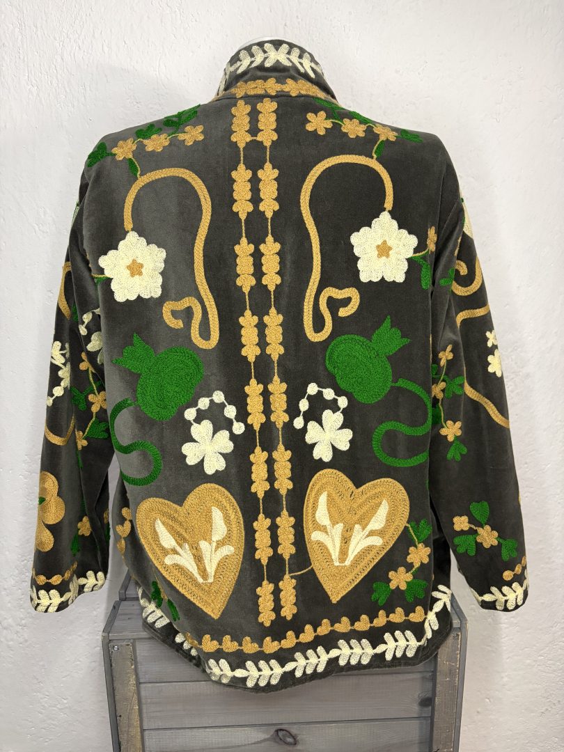 Kimono Terciopelo Corazones Verde - Imagen 2