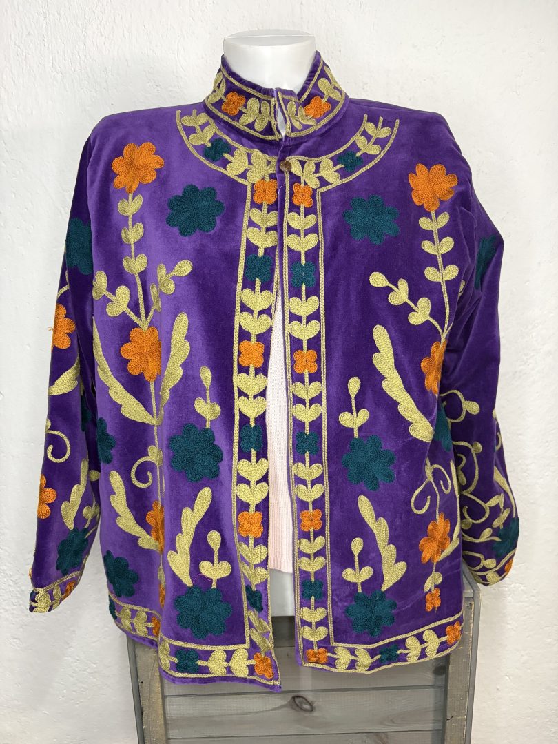 Kimono Terciopelo Floral Morado