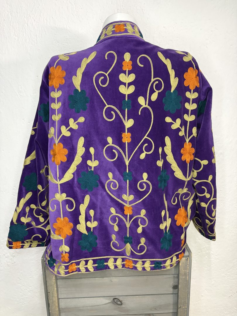 Kimono Terciopelo Floral Morado - Imagen 2