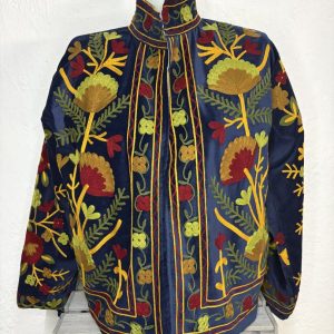 Kimono Terciopelo Floral Azul Marino