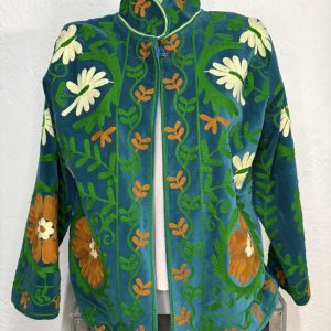 Kimono Terciopelo Turquesa Floral