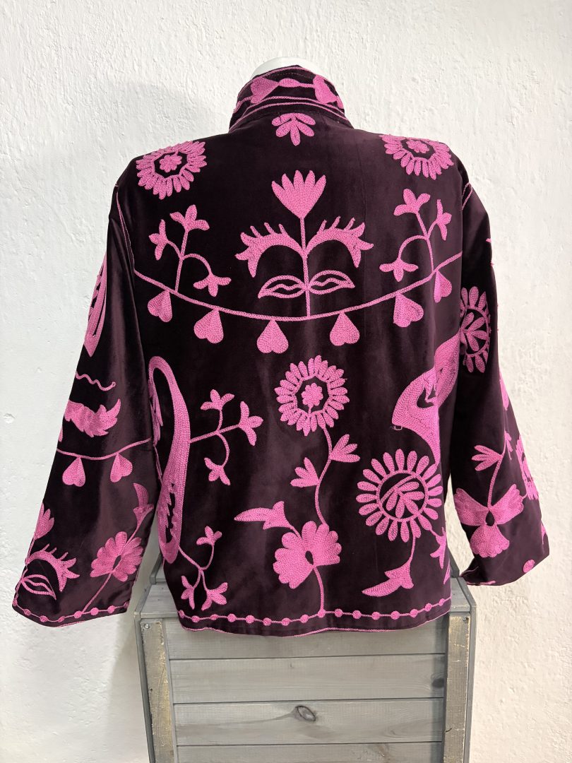 Kimono Terciopelo Berenjena Rosa - Imagen 2