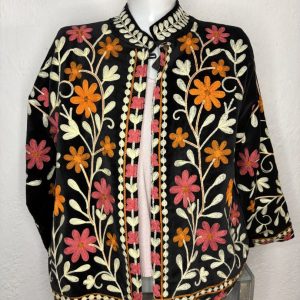 Kimono Terciopelo Negro Floral