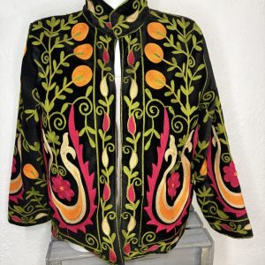 Kimono Terciopelo Negro Fucsia