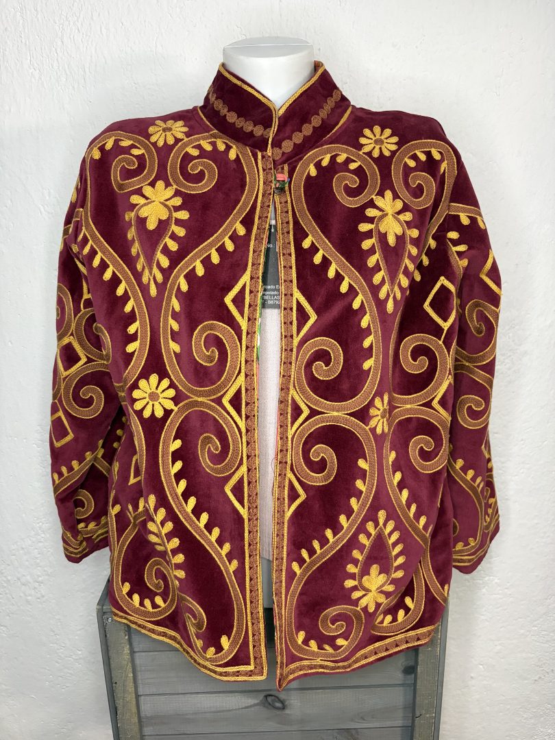 Kimono Terciopelo Burdeos Ornamental