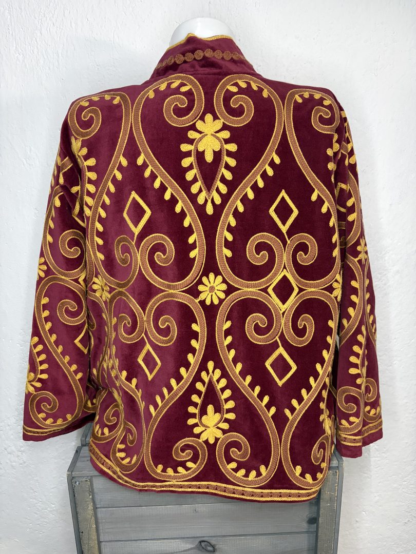 Kimono Terciopelo Burdeos Ornamental - Imagen 2