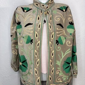 Kimono Terciopelo Verde Floral
