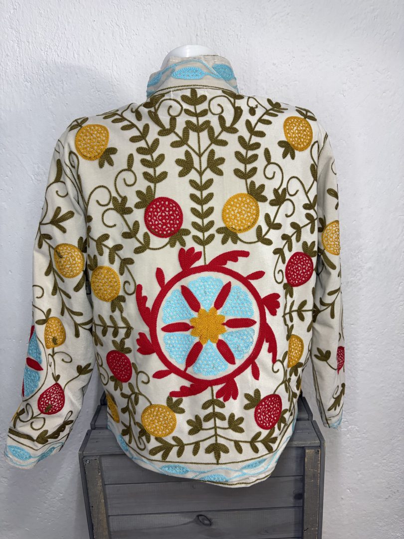 Kimono Terciopelo Crudo Floral - Imagen 2