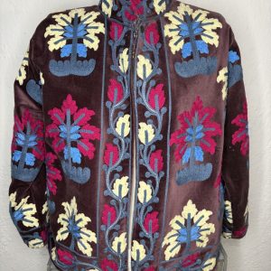 Kimono Terciopelo Palmeras Malva
