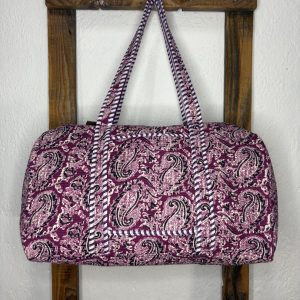 Bolsón Acolchado de Viaje 100% Algodón – Paisley Burdeos