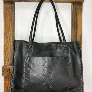 Bolso de Cuero Negro Hecho a Mano