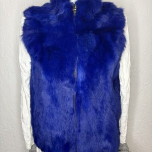 Chaleco Pelo Natural de Conejo – Azul Eléctrico