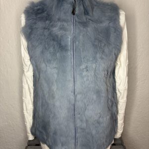 Chaleco Pelo Natural de Conejo – Azul Celeste