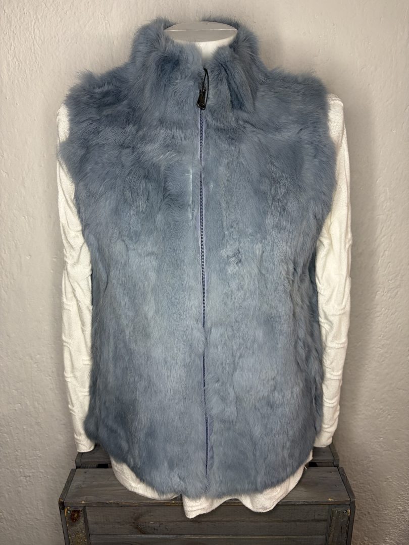 Chaleco Pelo Natural de Conejo – Azul Celeste