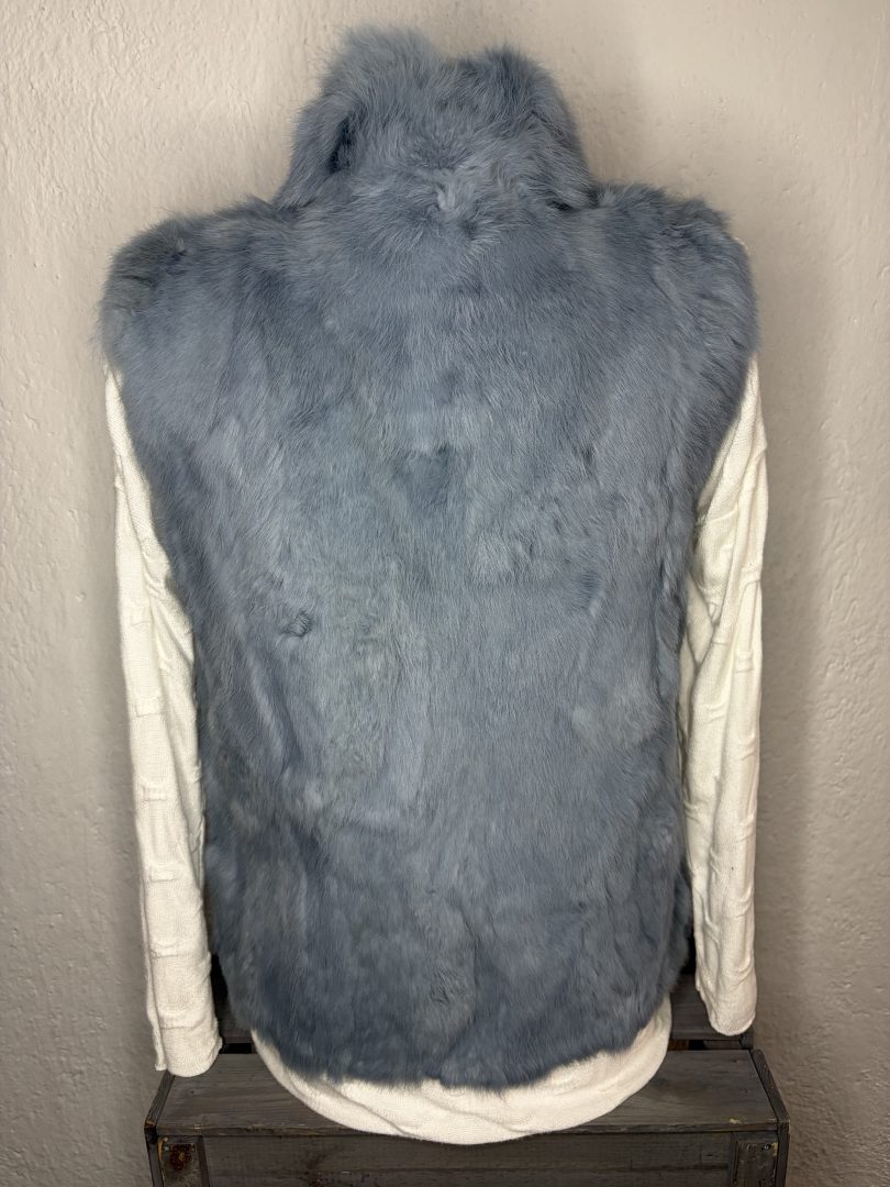 Chaleco Pelo Natural de Conejo – Azul Celeste - Imagen 2