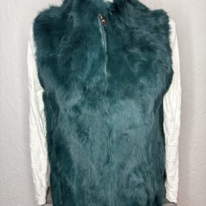 Chaleco Pelo Natural de Conejo – Verde Pato