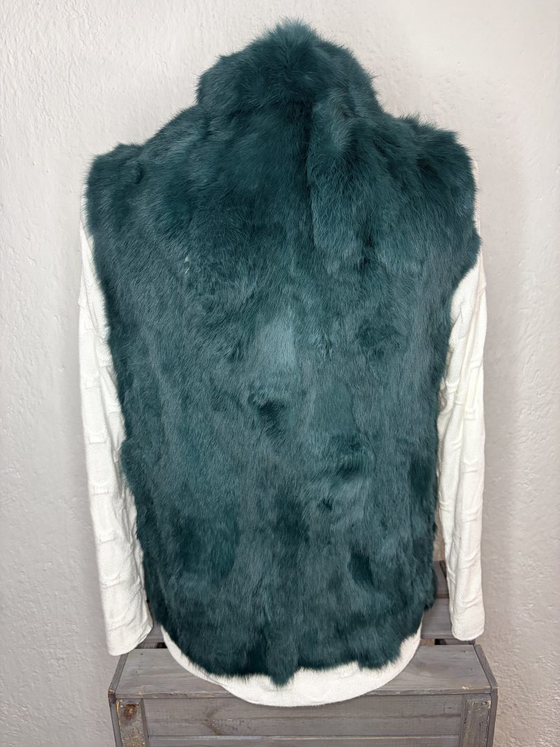 Chaleco Pelo Natural de Conejo – Verde Pato - Imagen 2