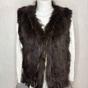 Chaleco Pelo Natural de Conejo y Zorro – Marrón