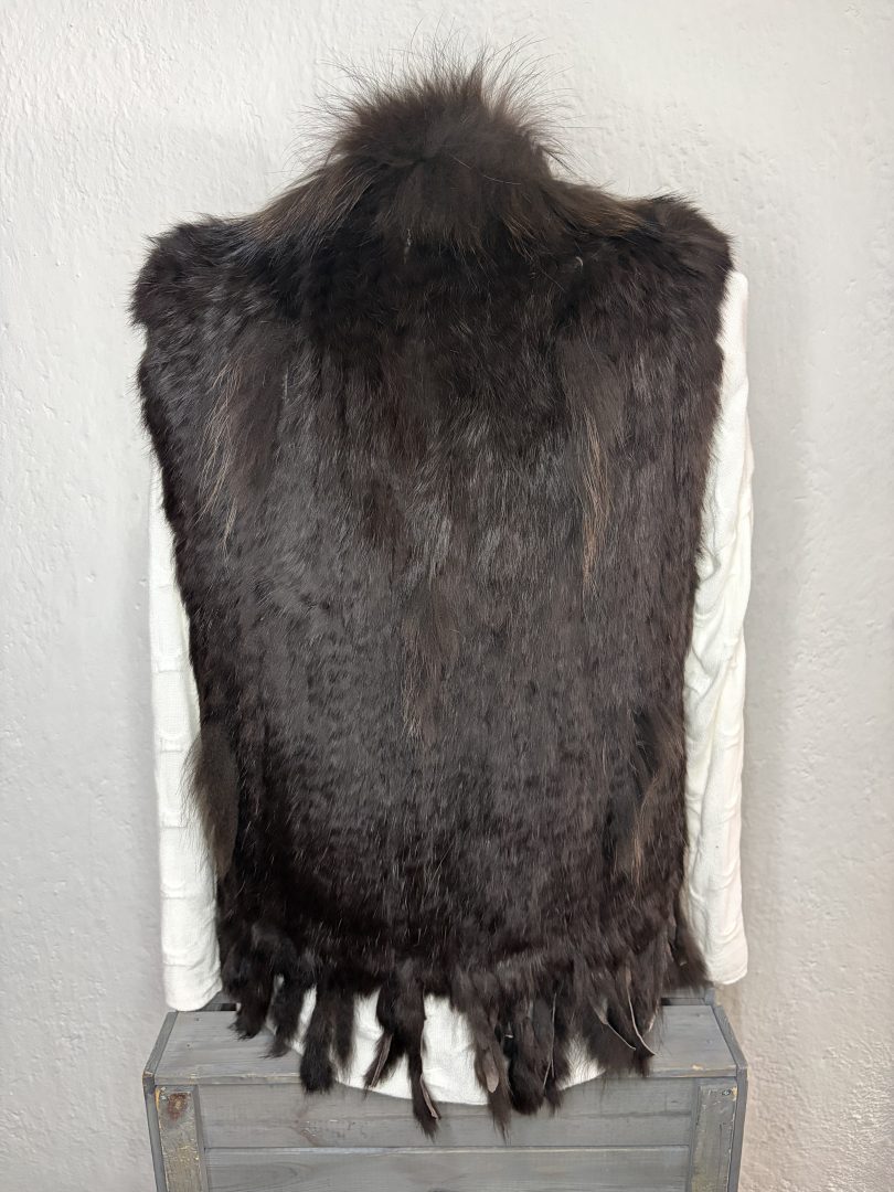 Chaleco Pelo Natural de Conejo y Zorro – Marrón - Imagen 2